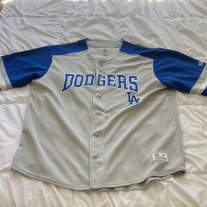 Dodgers Gray and Blue Baseball Jersey XL